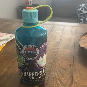 Teal Narrow Mouth Nalgene Water Bottle with Stickers - 32 Oz